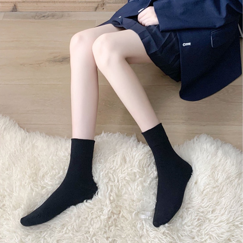 Đôi vớ FHYL cổ cao màu đen/ trắng/ kem thời trang mùa hè đơn giản dành cho nữ