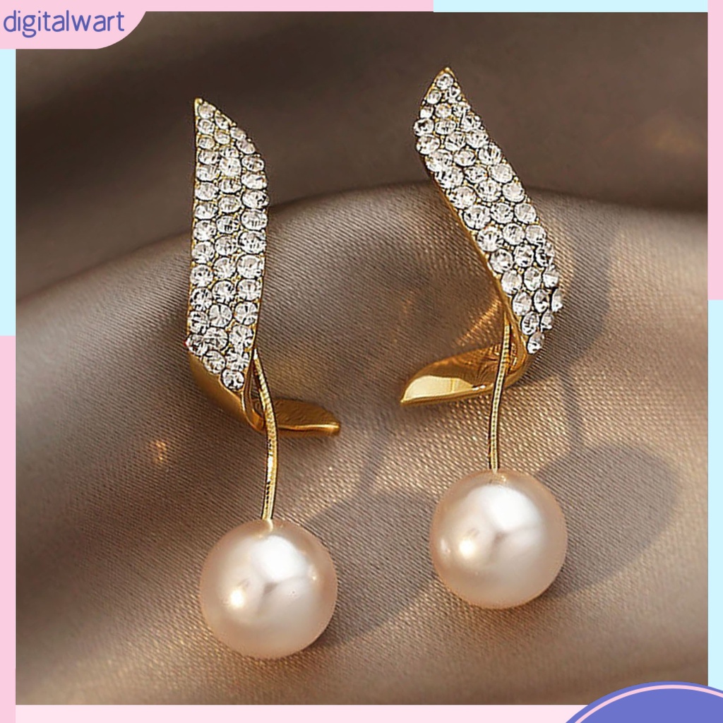 Đôi bông tai dáng rơi họa tiết hình học đính ngọc trai thời trang cho nữ