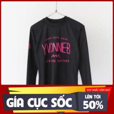 Có sẵn lẻ áo bơi nữ dài tay đen chữ đỏ FEEL THE NATURE 👙 sexy  ཾ '  ཾ ་ xịn