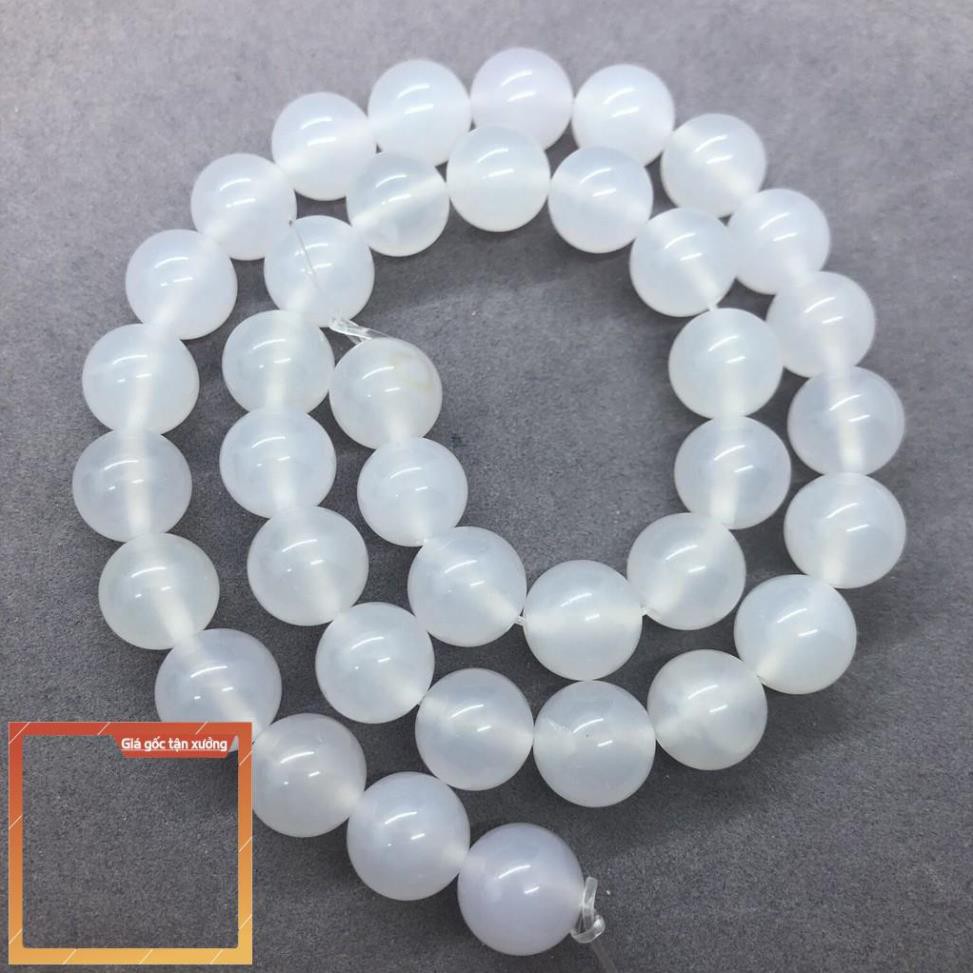 *hot* Chuỗi Hạt Đá Mã Não Trắng Tự Nhiên Kích Thước 4-12mm Dùng Làm Trang Sức Thủ Công