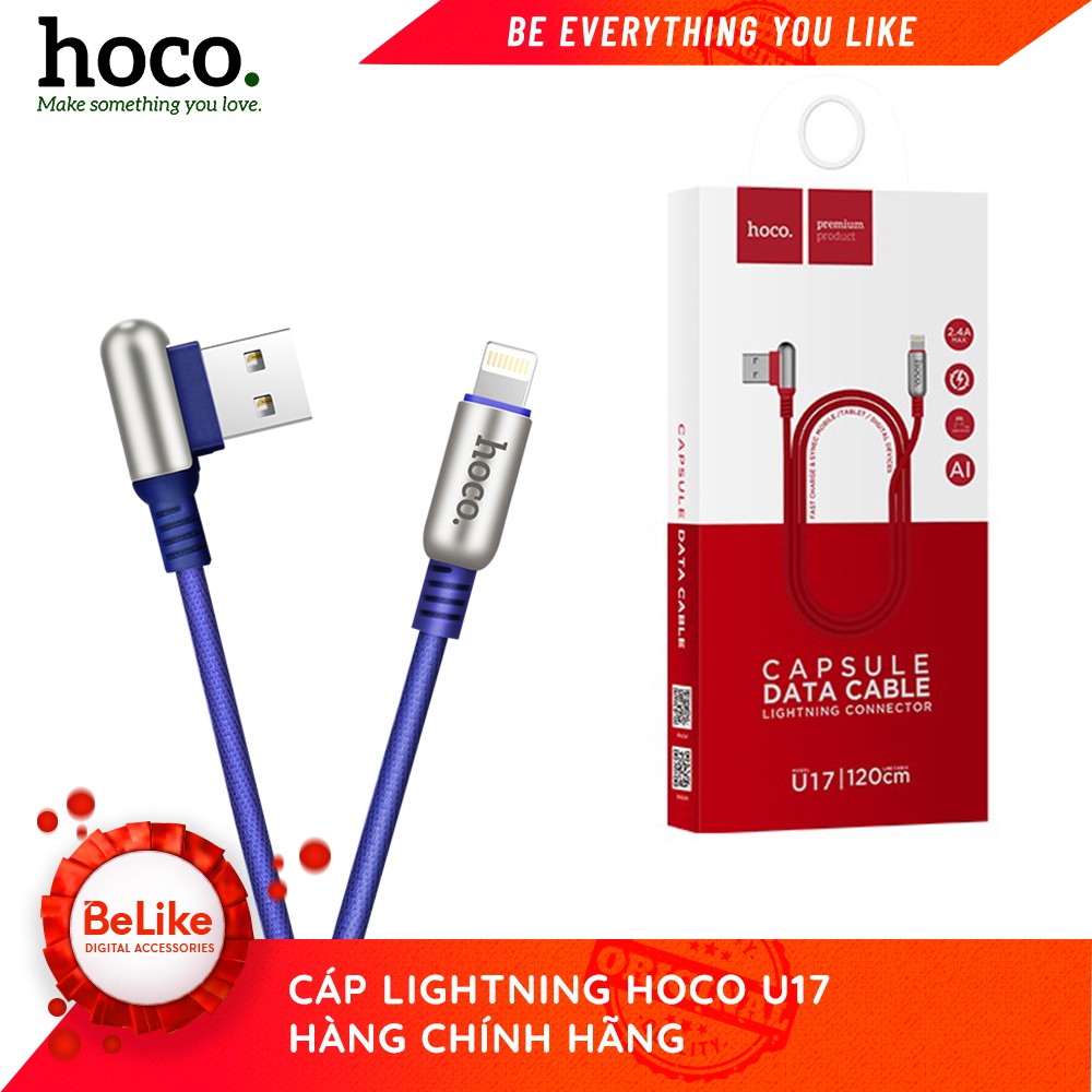 Cáp sạc Lightning Hoco U17 Capsule ✔️ 1.2m - 2m ✔️ Hãng phân phối chính thức