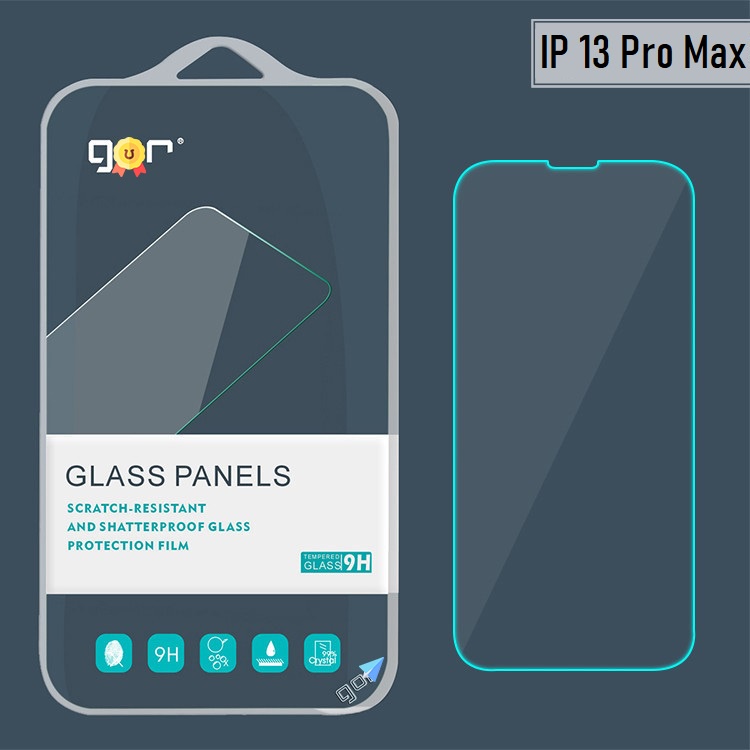 Kính Cường Lực GOR IPHONE 14 Pro Max/ 14/ 14 Pro/ 14 Plus, IP 11/ 12/ 13 series Trong Suốt 9H Vát Viền 2.5D - Hãng Gor
