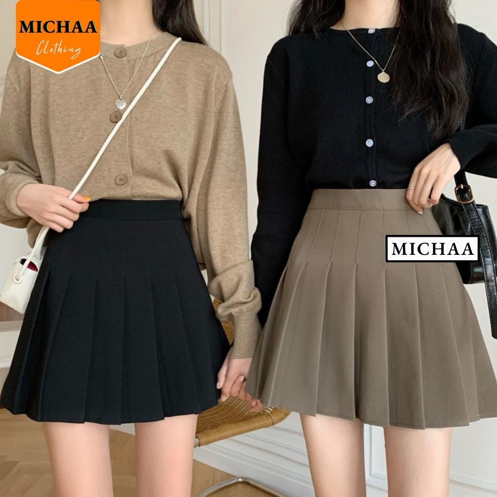 Chân Váy XẾP LY TENNIS Nữ Ngắn Dáng Xòe Lưng Cạp Cao Chữ A Có Lót Trong - MICHAA
