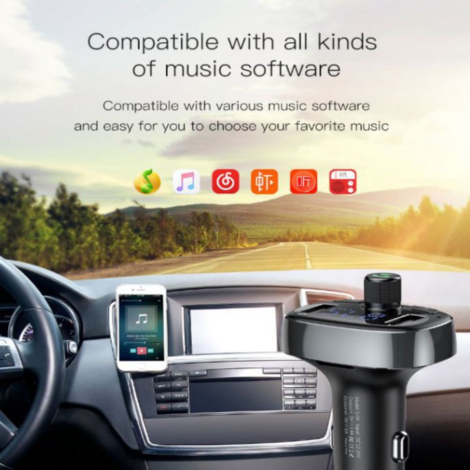 Sản Phẩm Tẩu nghe nhạc trên ô tô nhãn hiệu Baseus CCALL-TM01 Kết nối Bluetooth V4.2, cổng USB 3.4A