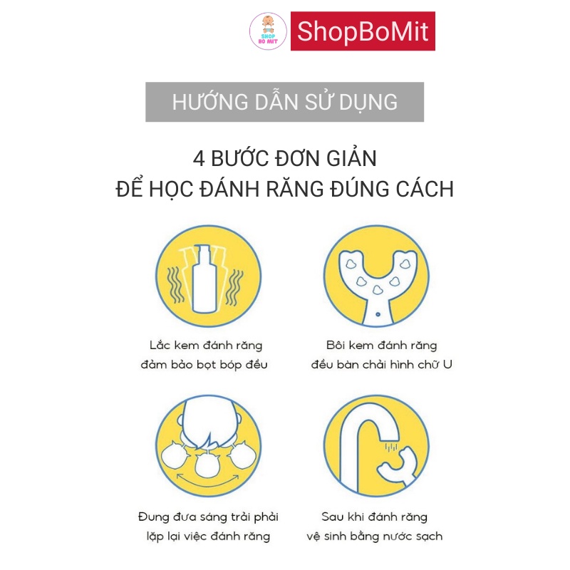 Bàn chải đánh răng cho bé 2-7 tuổi chữ U 360 độ trẻ em silicon siêu mềm SHOPBOMIT BCCU03