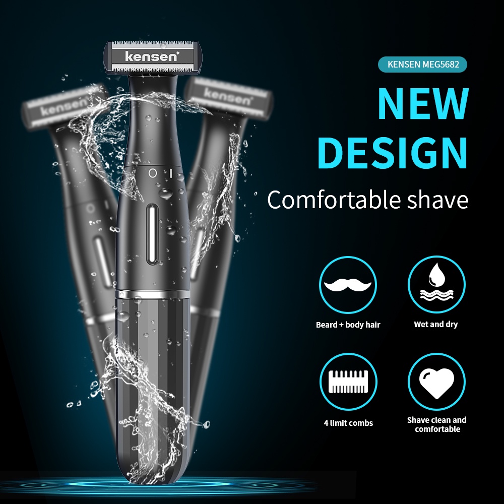 Tông đơ cạo râu KENSEN 2 trong 1 chống thấm nước sạc usb chuyên dụng cho nam