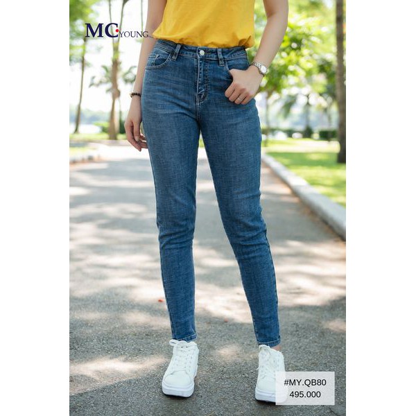 Quần Jeans Nữ Đẹp QB80 MC Fashion Xanh Nhạt Co Giãn Tốt Không Bai Màu