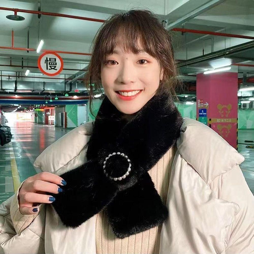 Khăn Choàng Cổ Bằng Lông Nhân Tạo Thắt Nơ Chéo Thời Trang Dành Cho Nữ