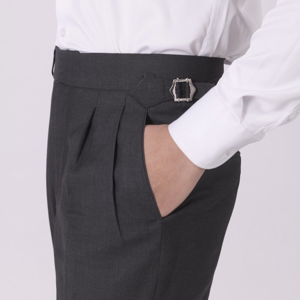 Quần Âu Ghi Cạp Cao Sidetab ống Lơ Vê - GEELE