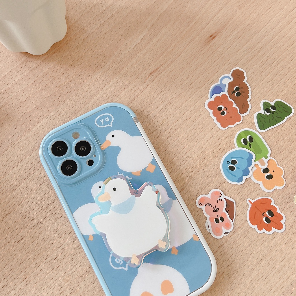 Ốp Điện Thoại tpu Mềm Có Giá Đỡ Hình Chú Vịt Cho iphone 13 pro max 12 pro max 11 pro max xsmax