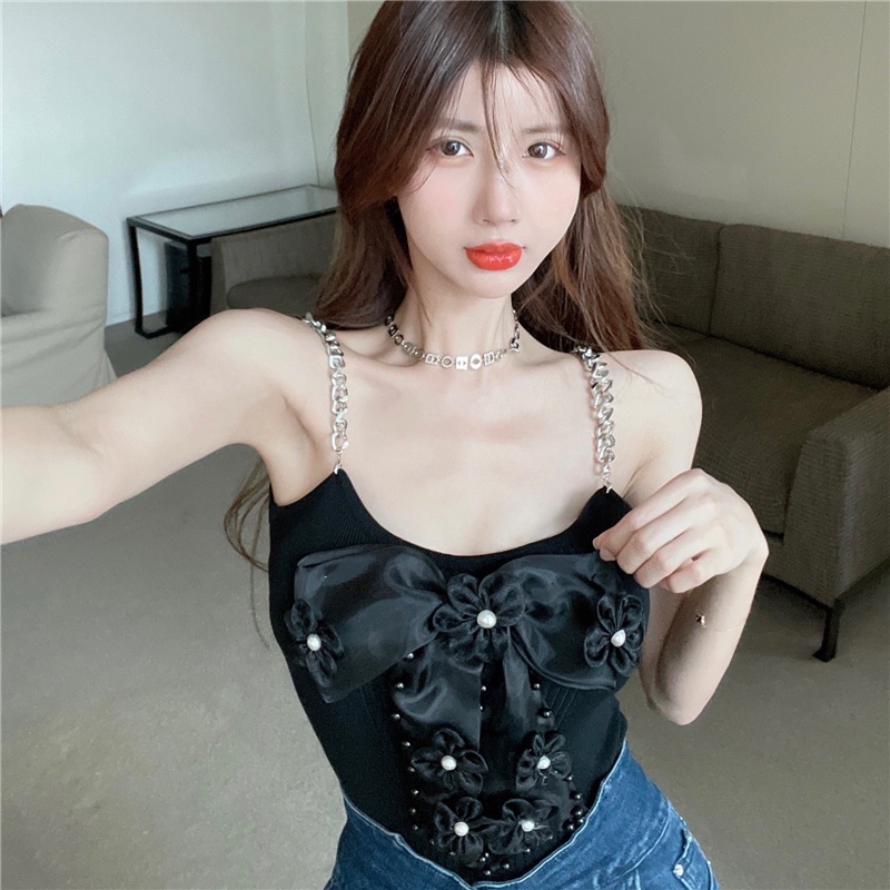 Áo dệt kim ZHELIHANGFEI hai dây thắt nơ