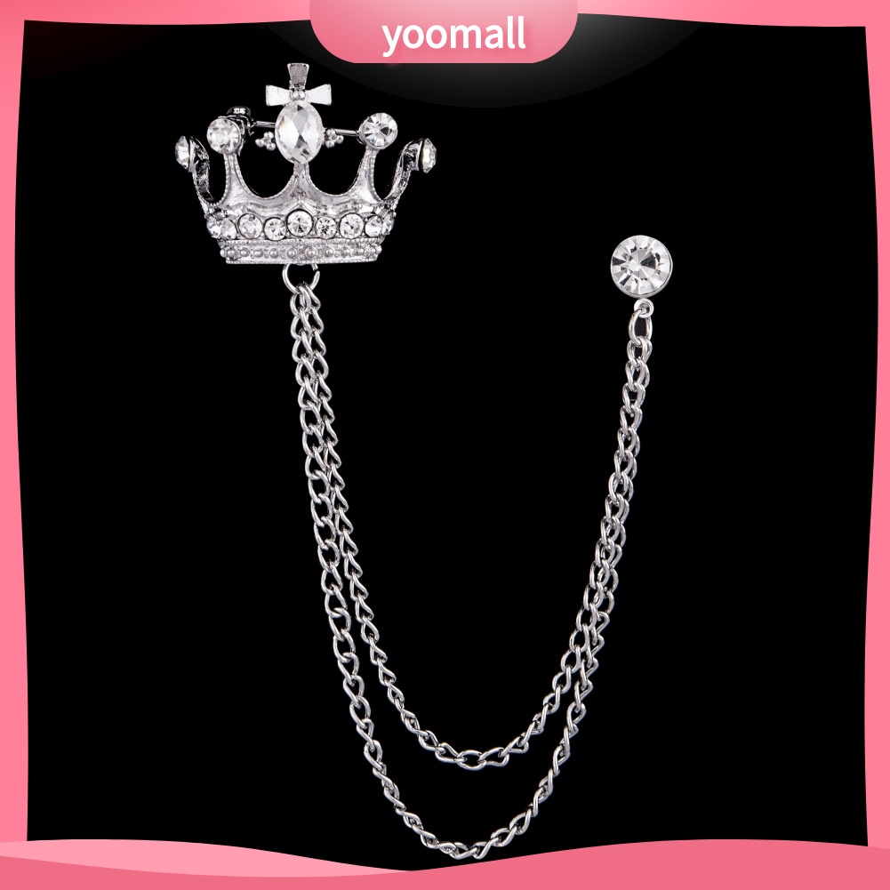 Ghim Cài Áo Hình Vương Miện Phối Dây Xích Tua Rua Phong Cách Cổ Điển Thời Trang Cho Nam Và Nữ