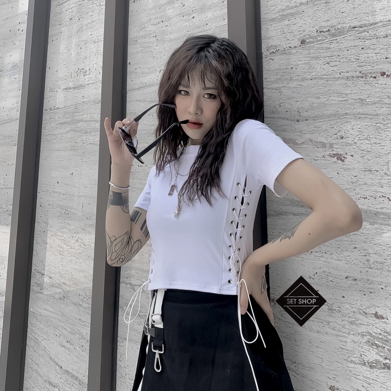 Áo croptop đan dây sườn