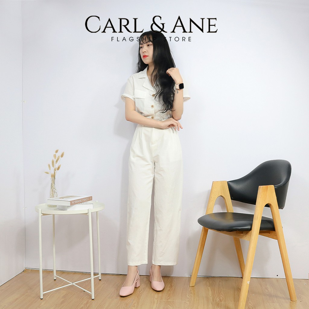 Carl & Ane - Giày cao gót  thời trang mũi vuông phối dây quai mảnh cao 5cm màu hồng - EL016