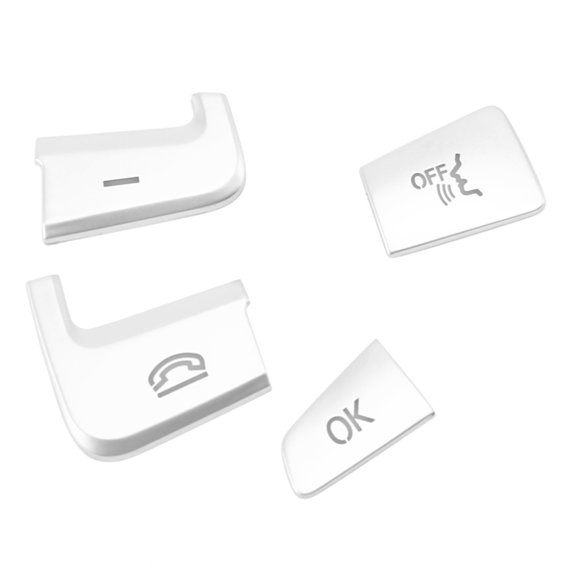 Set 12 Miếng Dán Nút Vô Lăng Xe Hơi Mercedes Benz GLC X253 2015 2016 &amp; C Class W205 2014 2015 Bằng ABS Màu Bạc