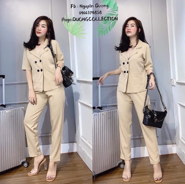 Set quần áo vest kẻ sang chảnh CEN FASHION | BigBuy360 - bigbuy360.vn