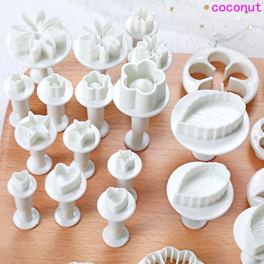 Bộ 33 khuôn tạo hình hoa trang trí bánh DIY bằng nhựa cấp thực phẩm