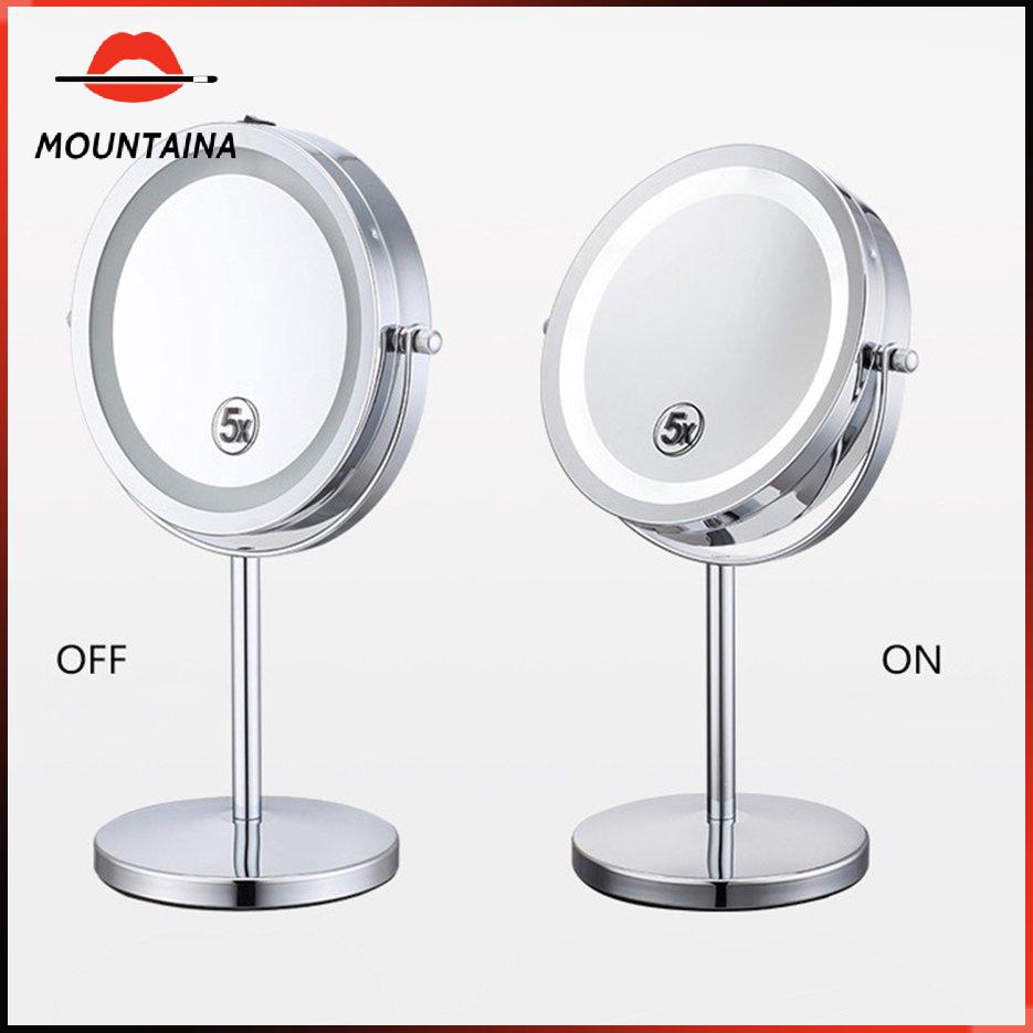 【m】 5X Magnification Facial Makeup Cosmetic Mirror Round LED Light Makeup Mirror