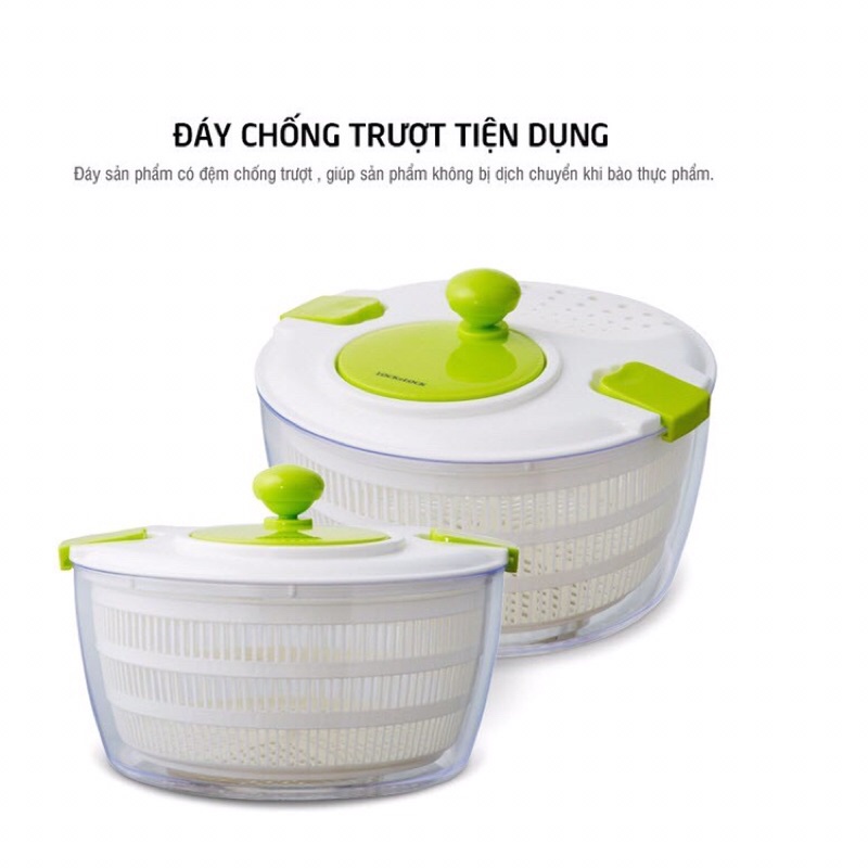 Rổ quay rau ly tâm Lock&Lock vắt kiệt nước không làm nát rau, tặng kèm bộ nạo củ quả
