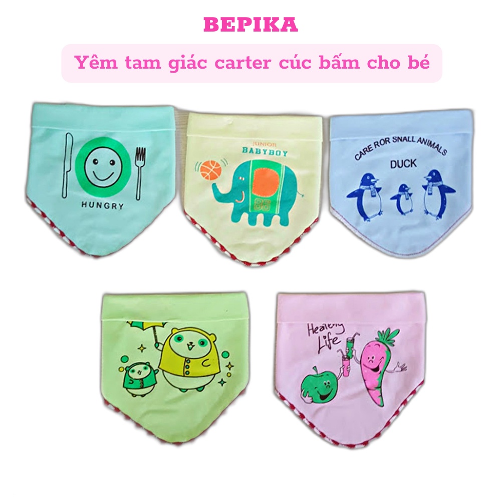 Set 10 Yếm tam giác carter BEPIKA 2 lớp cúc bấm cho bé