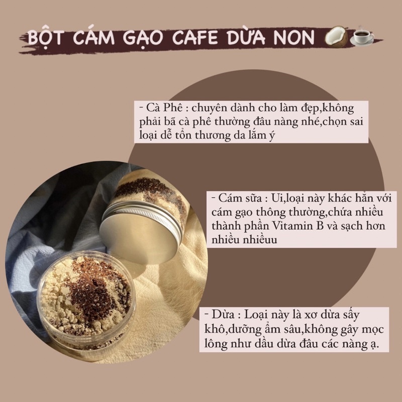 BỘT CÁM GẠO CAFE DỪA NON [100gr]