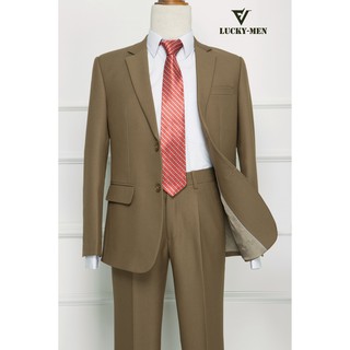 bộ vest nam trung niên màu nâu đất luckymen