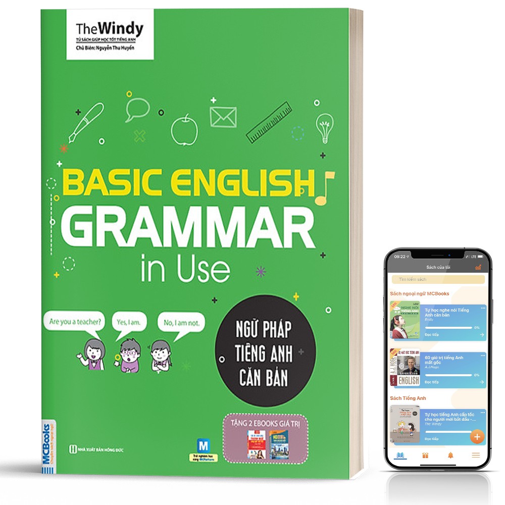 Sách - Ngữ Pháp Tiếng Anh Căn Bản Phiên Bản Bìa Xanh 1 Màu Dành Cho Người Mới Bắt Đầu - Kèm App Học Online