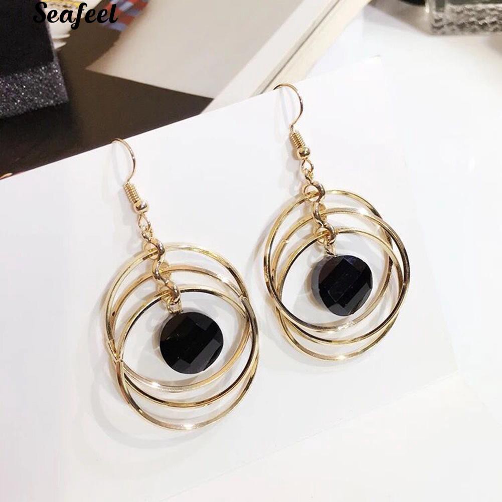 Khuyên tai tròn dạng rỗng phong cách trẻ trung thanh lịch dành cho nữ