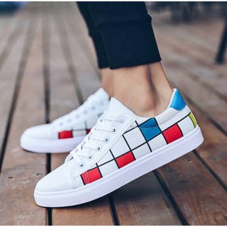 Giày Sneaker Nam Hàn Quốc Kiểu Sọc Caro Mới 2019