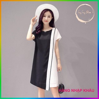 [HÀNG CAO CẤP] Đầm bầu công sở trắng đen kèm thắt lưng sang trọng Ly Ly Shop