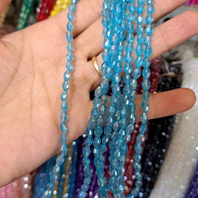 1 Dây Pha Lê đá hình hạt lúa 4x6mm làm vòng tay, DIY