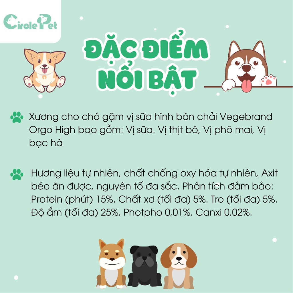 Xương Gặm Cho Chó Orgo Nhiều Vị Sạch Răng Bổ Sung Canxi Dinh Dưỡng Hình Bàn Chải Túi 90gr - Circle Pet