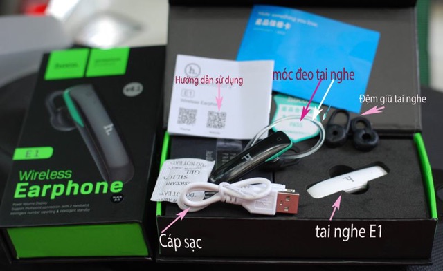 Tai nghe bluetooth HOCO E1 không dây chống ồn tương thích với mọi thiết bị điện thoại