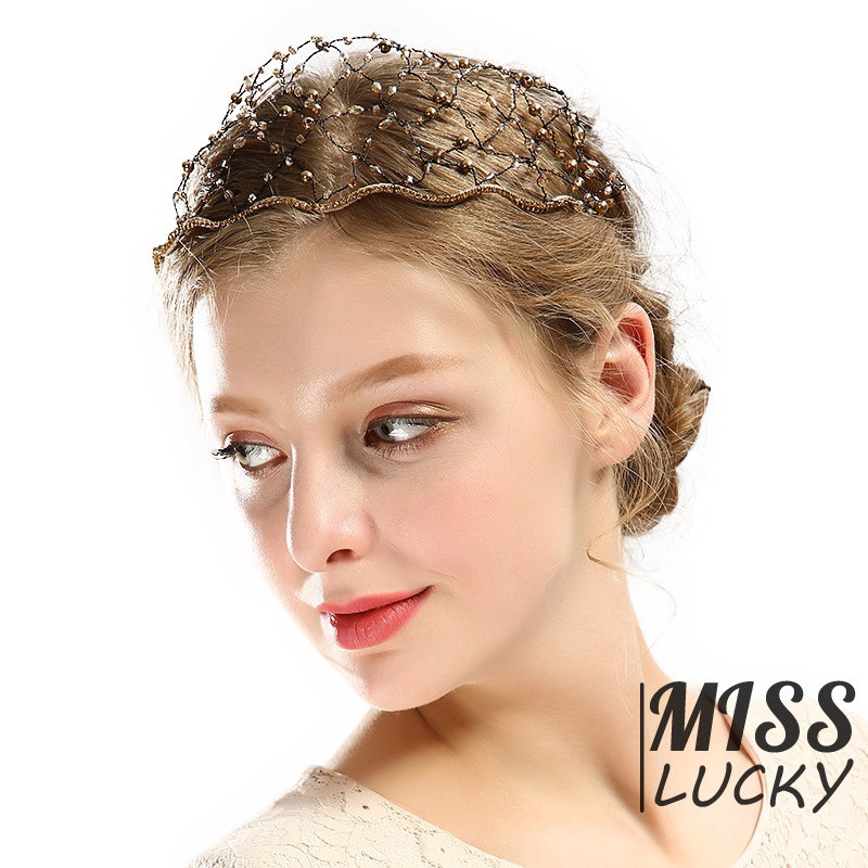 Luxury Baroque Vintage Crystal Head Buckle Crystal Mesh Bride Headband Rhinestone Tiara Wedding Hair Jewelry Accessories