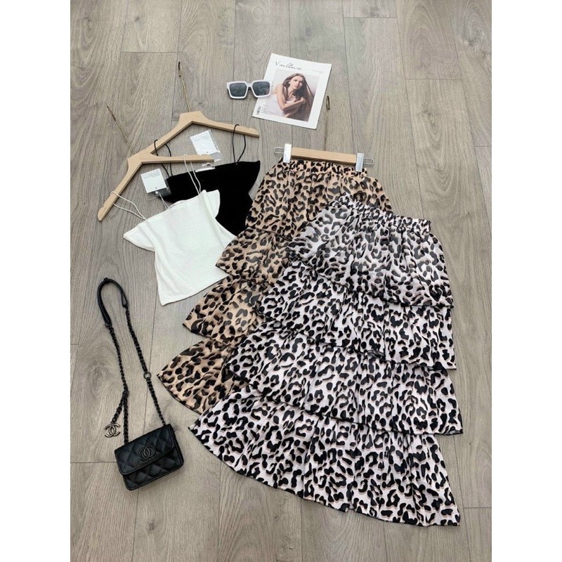 set đồ áo croptop 2 dây chân váy dài hoạ tiết chấm bi cực xinh chất liệu thun mềm mịn ảnh thật cuối