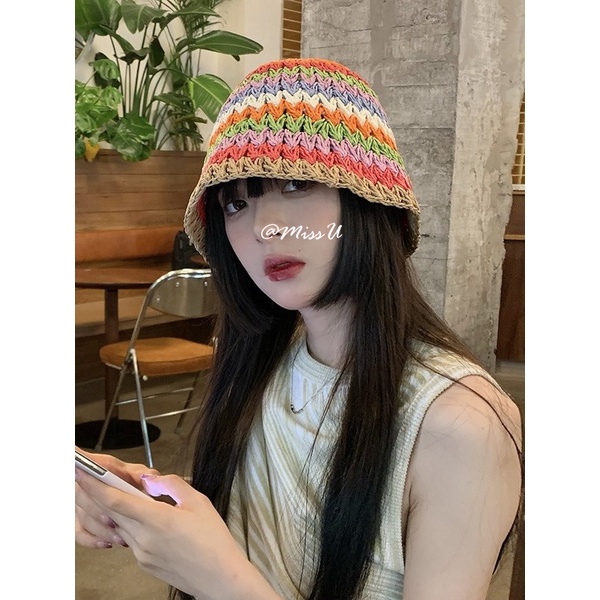 Nón Tai Bèo Đan Cói Nhiều Màu Sắc Chống Nắng Thời Trang Mùa Hè Cho Nữ