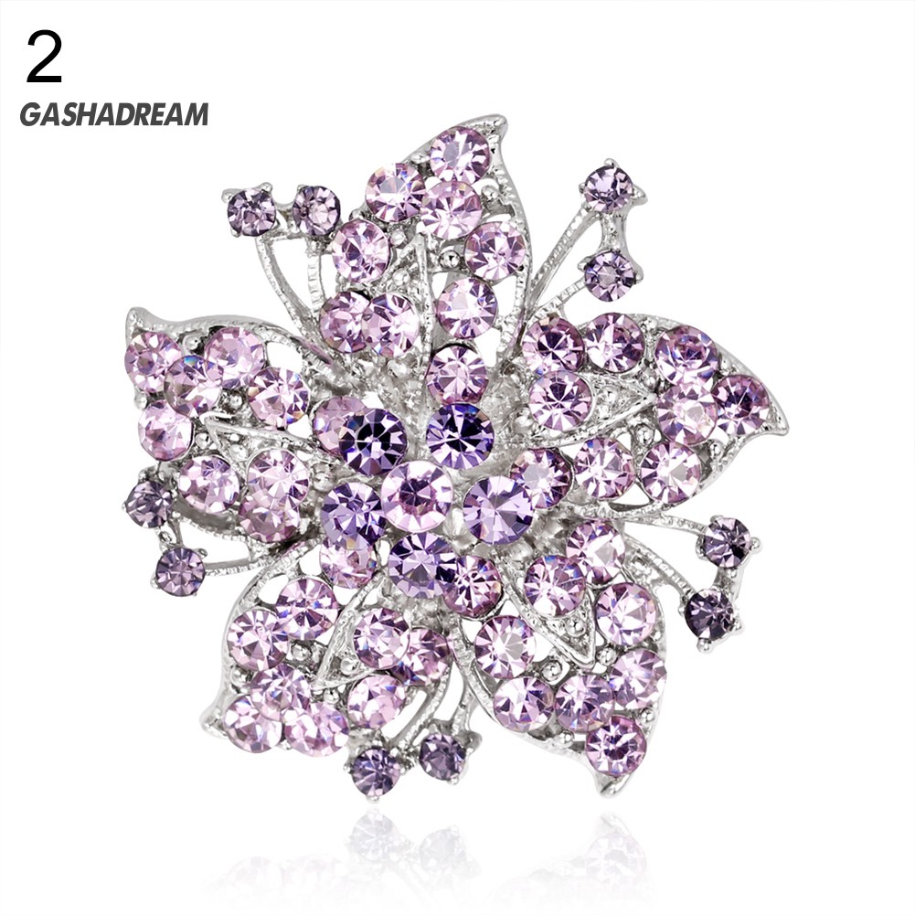 ♉GD Fashion Rhinestone Flower Scarf Brooch Pin Wedding Party Jewelry Lady Gift