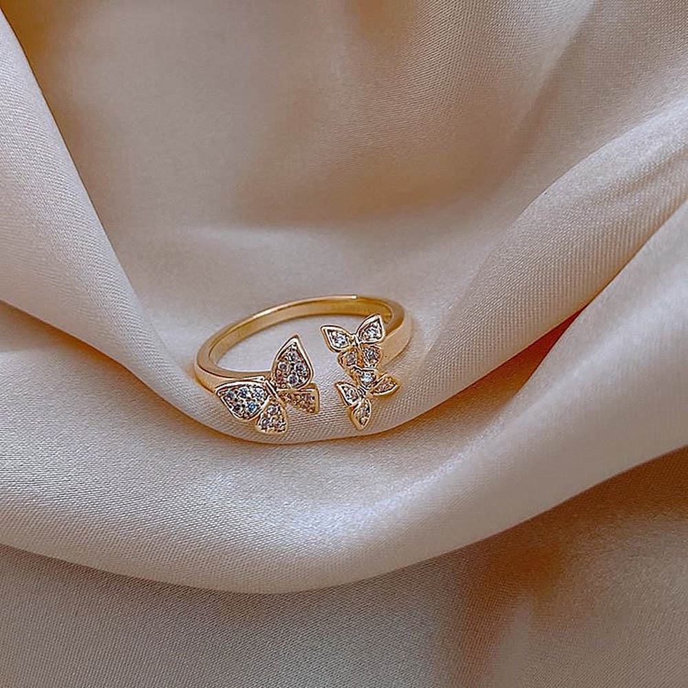 Nhẫn dạng mở điều chỉnh được họa tiết bướm / trái tim thời trang cho nữ