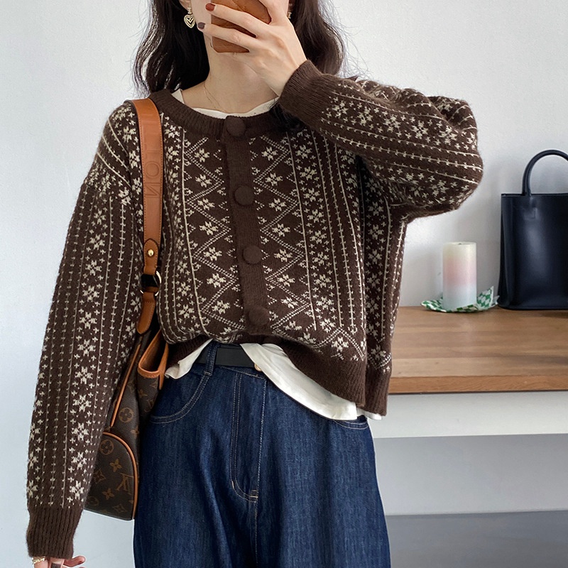 Áo khoác cardigan dệt kim màu sắc thời trang giữ ấm cho nữ