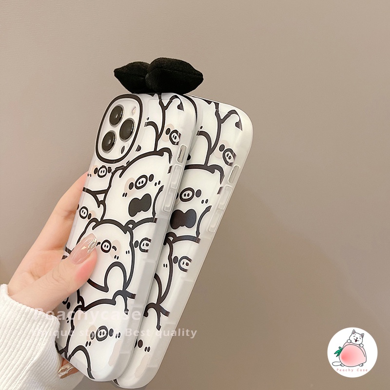Ốp Điện Thoại TPU Mềm Họa Tiết Chú Heo Thắt Nơ Đáng Yêu Cho iPhone 13 Mini 12 Pro Max 11 Xr Xs Max X 7 8 Plus 12 Mini