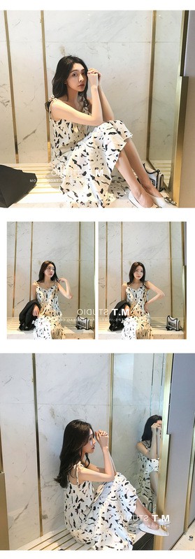 Good version Waist slim one-piece dress Korean style Floral dress High-quality spot Holiday skirt