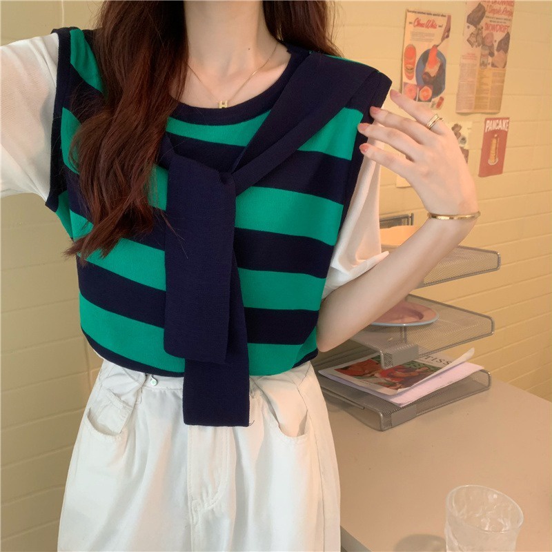 Áo thun ZHELIHANGFEI giả hai lớp dáng rộng thời trang dành cho nữ