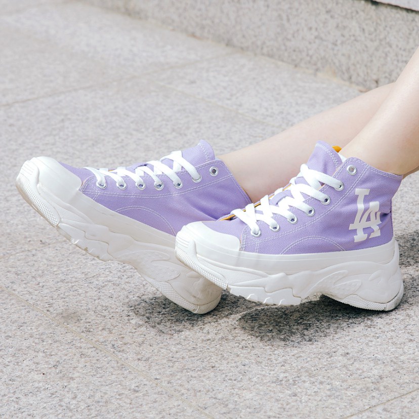 [CHÍNH HÃNG] Giày thể thao Sneaker M.L.B Chunky Canvas cổ cao logo LA Dodger màu Tím - CODE: 32SHU1111-07V