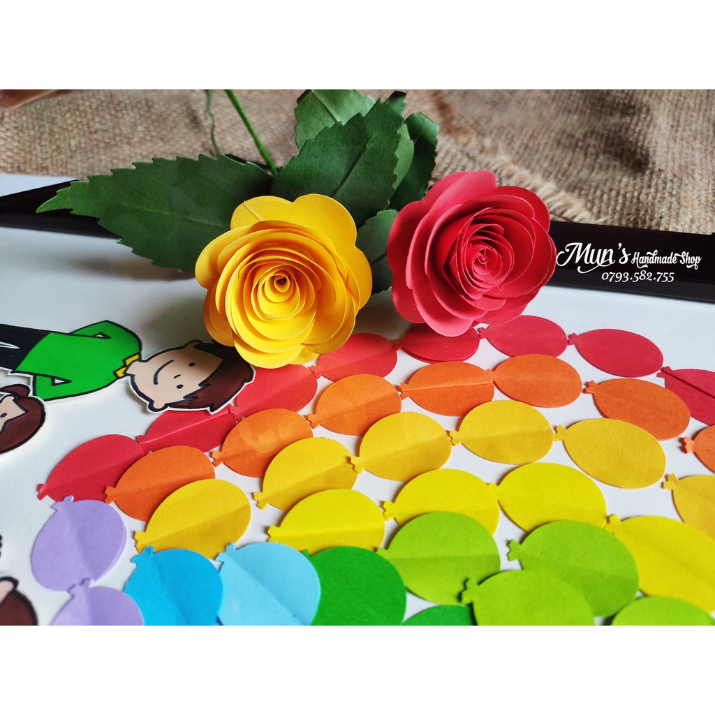 Que quấn giấy quilling + hoa hồng xoắn