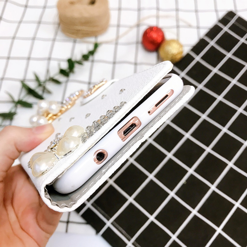 Ốp lưng Samsung Bao da kèm Ví đính đá A20s A5 2017 A7 2018 A71 A9Pro J7Plus J7Prime Note10 plus Note9 S10Plus S8Plus S9