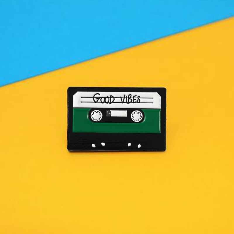 Ghim cài áo MISS ZOE hình băng cát xét và chữ Good Vibes thời trang cho nam nữ