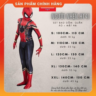 Quần Áo Hóa Trang Trẻ Em Người nhện Spiderman Nhện Sắt Viền Vàng