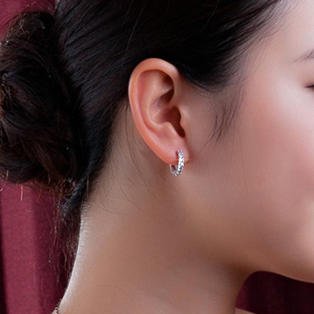 (Hàng có sẵn) Bông tai mạ bạc đính đá sang trọng