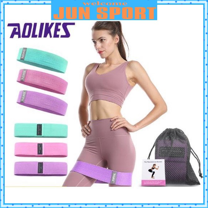 Bộ 3 dây kháng lực miniband Aolikes tập mông đùi Jun Sport size 76 x 8cm