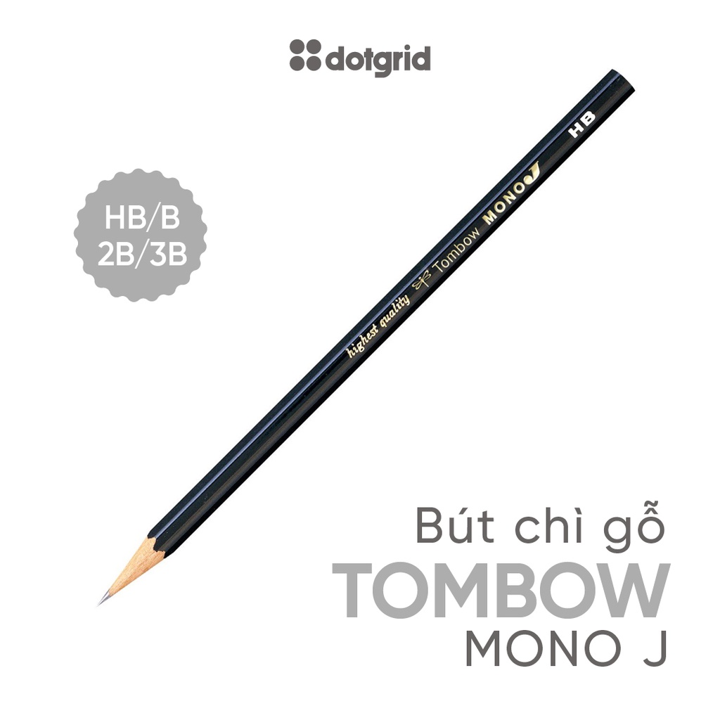 Bút chì gỗ vẽ phác thảo Tombow MONO J - Cây lẻ (HB/B/2B/3B)